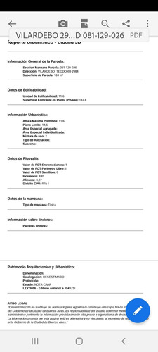 Imagen 3 de 8 de Venta Lote 8,25x21,24 Usab2= Pb+3p+1r V.del Parque