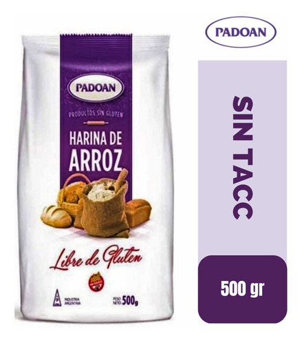 Harina De Arroz Sin Tacc Padoan Bolsa 500 Grs.