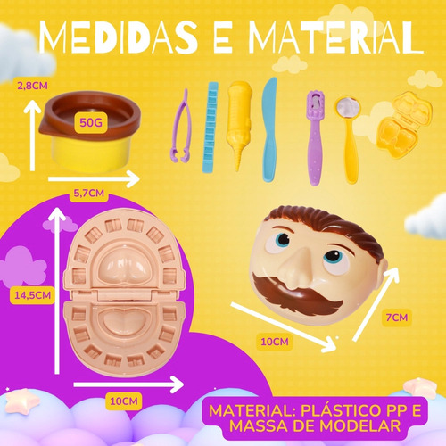 Kit Massinha De Modelar Dentista De Brinquedo Com Acessórios
