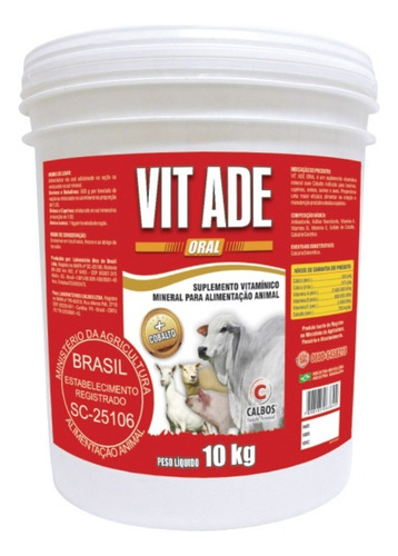 Ade Biox Suplemento Vitamínico 10kg Bovino Equinos Ovinos