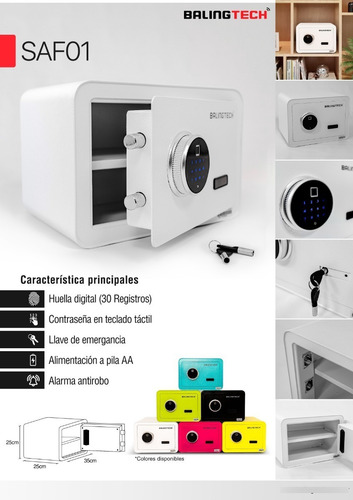 Caja Fuerte Con Huella Digital Balingtech Saf01 Negro