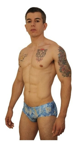 Sunga Boxer  Traje De Baño Masculino Malla Tricot Estampado