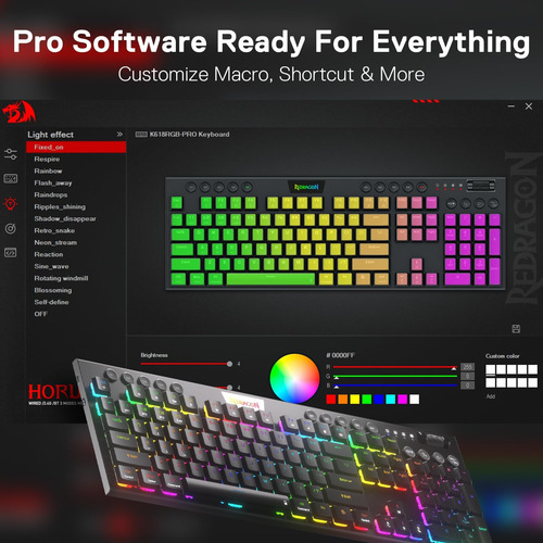 Redragon K618 Pro 3 Modos Rgb Sem Fio Teclado Mecânico, Desi