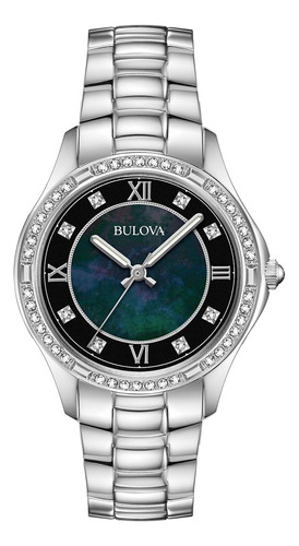 Reloj Bulova Ladies Classic Crystal De Acero Inoxidable Con 