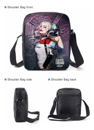 Mx1 Mochila Harley Quinn Bandolera De Moda Conjunto De 3 Piezas 220
