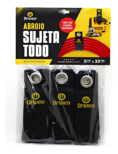 Abrojo Elastico 5x33cm C/ Agujero Para Colgar Driven Pack X6 Color Negro