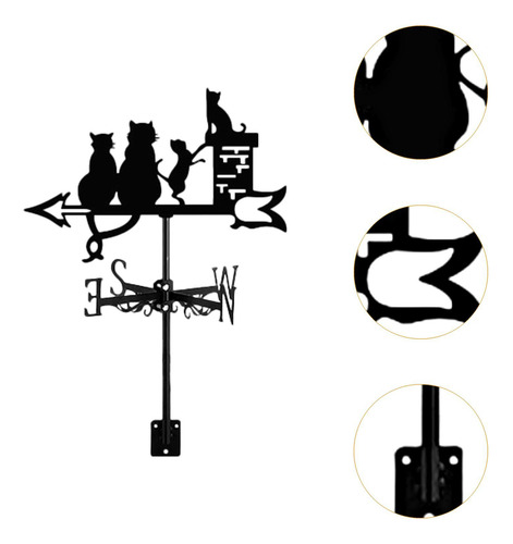 Estatuilla De Gato, Veleta De Animales, Adorno Negro,