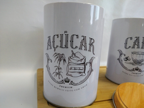 Imagem 4 de 8 de Kit Jogo Latas Redondas Retrô - Café, Açucar E Biscoitos