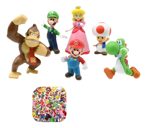 Set De 6 Figuras Coleccionables Mario Bross Luigui Honguito