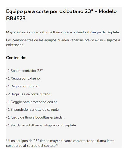 Equipo De Oxicorte Cortec Mod Bb4523 Tipo Victor
