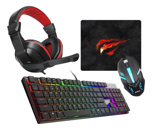 Combo Gamer Teclado + Mouse + Auriculares + Pad Jeqang 