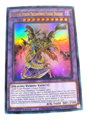 Yugioh Starving Venom Prdapower Fusion Dragon Difo