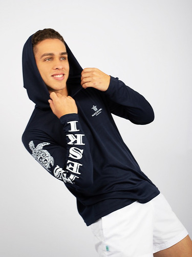 Seleski .swimwear. Hoodies Azul Marino Con Blanco