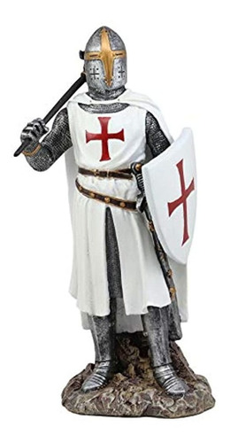 Ebros White Cloaked Medieval Crusader Bardiche Axeman With S