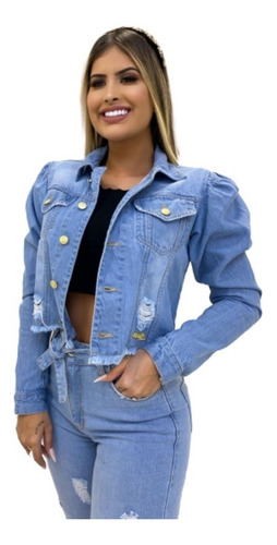 jaqueta jeans feminina peluciada