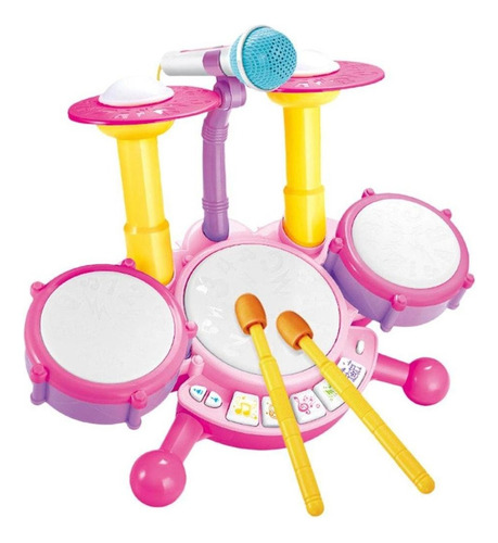 De Batería For Niños Con Baquetas Y Micrófono, Bongos,