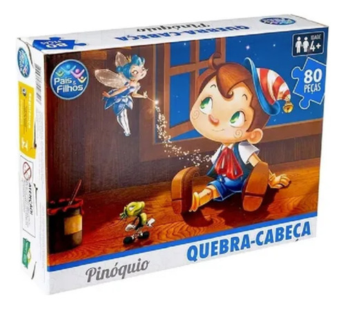 Quebra Cabeca Pinoquio Com Fada E Grilo Falante 80 Pecas
