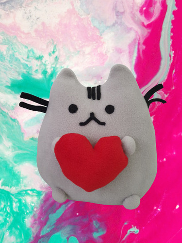 Muñeco Pusheen The Cat Love Amor Corazón. Artesanal Grande