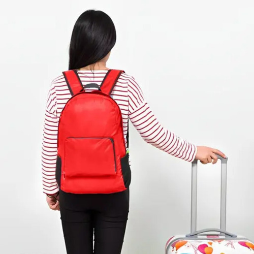 Mochila Plegable Ultraliviana Unisex De Viaje Urbana Mochila De Mujer Hombre Bolso Convertible Color Rojo