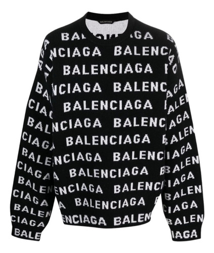 Suéter De Mezcla De Lana Con Jacquard De Logotipo Balenciaga