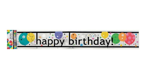 Letrero Banner Met Happy Bday Breezey Globos Cumpleaños 12ft