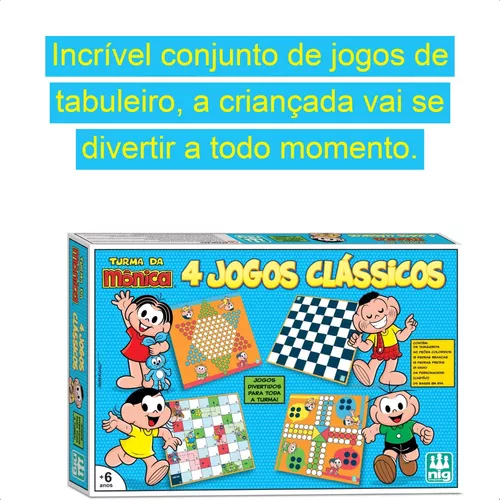 Jogo Clássico 4x1 Damas Ludo Xadrez Chinês Turma Da Mônica - Nig