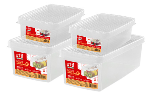 Organizador Geladeira 2un Mini + 2un P Ordene Salada Fruta Cor Transparente