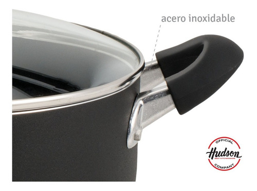 Cacerola Antiadherente Hudson 28 Cm Aluminio Color Negro