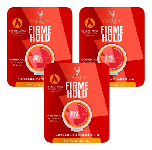 Firme Hold Vigorizante P/ Hombre Yaakunaj 4 Tab 500mg 3 Pzas