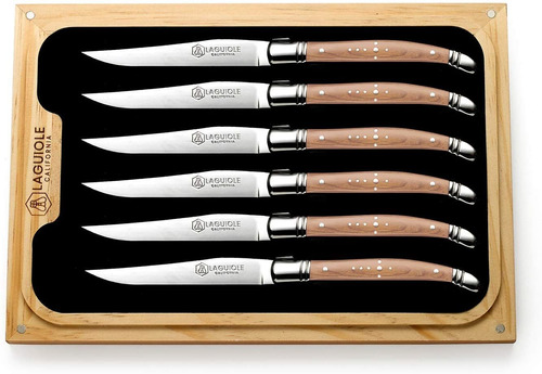 Laguiole California Steak Knives - 6 Piece Naturalwood Se...