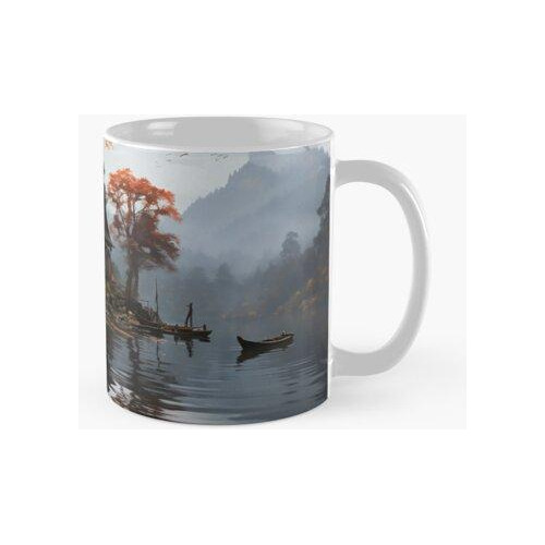 Taza Una Pintura De Una Casa Junto Al Río 051 Calidad Premiu