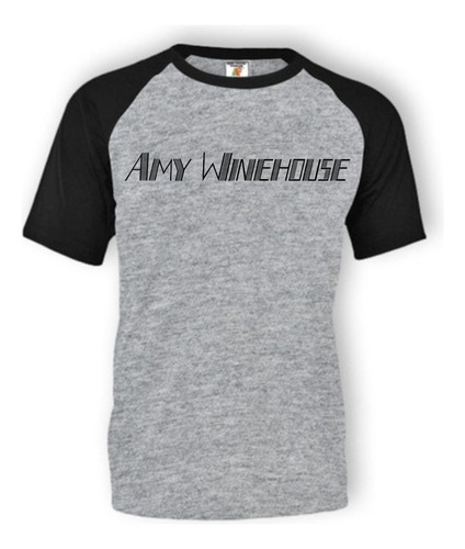 Remera Gris Ranglan  Personalizada Amy Winehouse