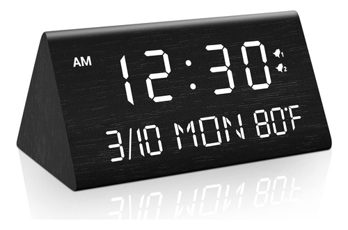 Kogonee Reloj Despertador Digital De Madera, Regulador De In
