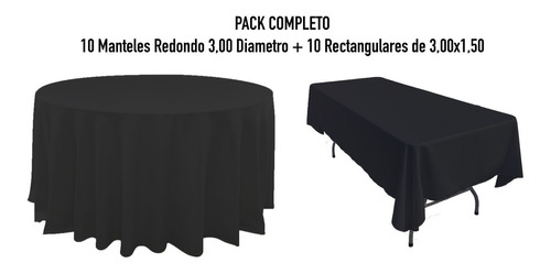 Mantel 10 Redondos De 3,00 + 6 De 3,00x1,50 + 60 Servilletas