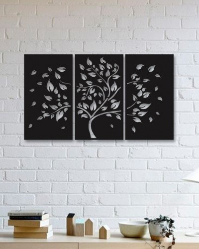 Imagem 1 de 2 de Quadro Decorativo Parede Natureza Trio Arvore Folhas 90cm