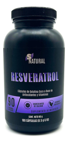 Resveratrol 180 Cápsulas Semilla De Uva Snatural 