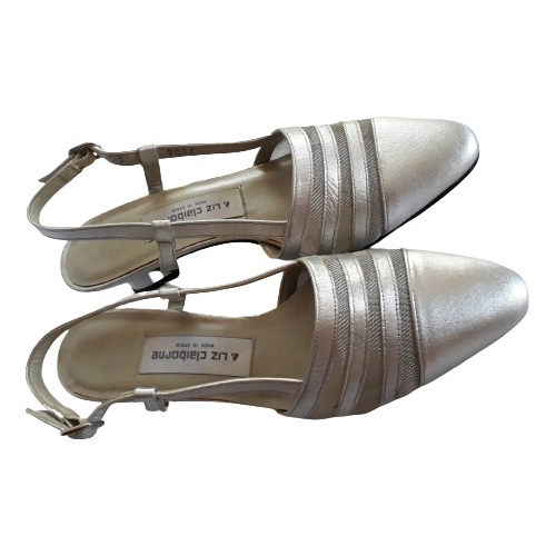 Zapatos Dama Liz Claiborne 36 1/2 Plateado Mate Cuero