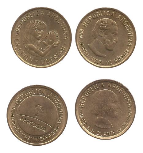 4 Monedas Conmemorativas De 50 Centavos Eva Guemes Etc