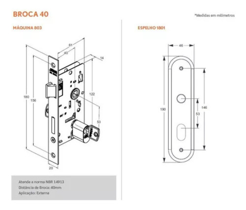 Fechadura Externa Porta Sala Entrada Preto Fosco Stam 40 Mm