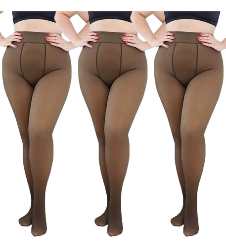 3 Pares De Pantalones De Media Translúcida De Tamaño Grande