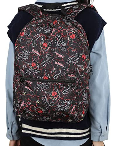 Stranger Things Hellfire Club Aop Mochila Negra Para Portáti