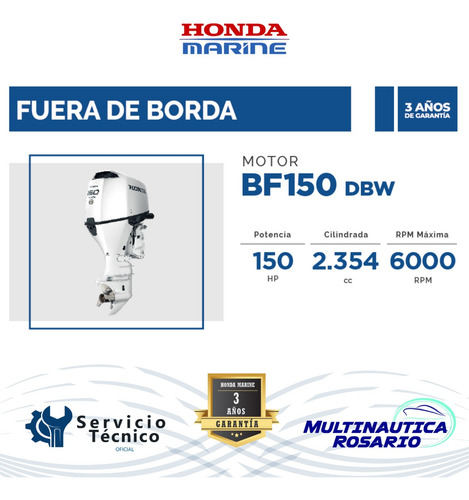 Motor Fuera De Borda Honda Bf 150 Hp Ldd Electronico Blanco