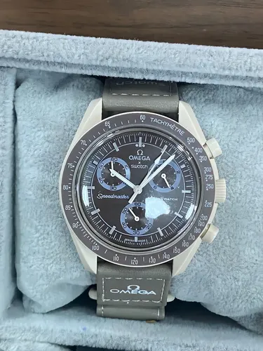 Relógio Swatch X Omega Moonswatch Speedmaster Mercury Bege | Frete