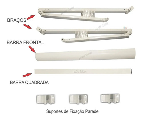 Imagem 3 de 7 de Toldo Articulado Lona Pvc 2m Largura X 1,50m Avanço