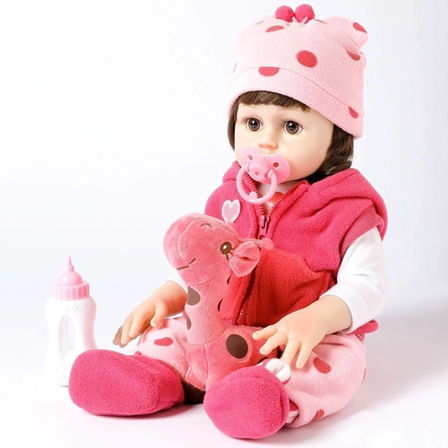 Boneca Bebê Realista Manu 48cm Silicone Com 11 Acessórios
