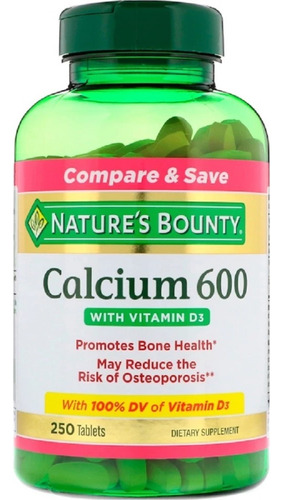 Natures Bounty Calcio 600 Vitamina D3 Osteoporosis 250 Tabs
