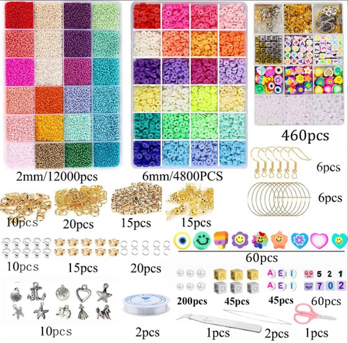 Juego De Abalorios De Bricolaje Para Hacer Pulseras 17800+