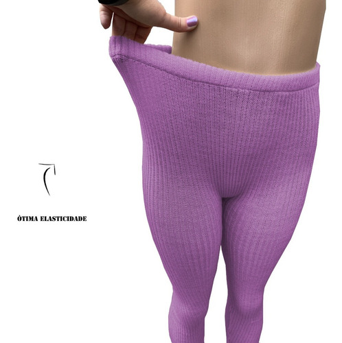 Imagem 6 de 6 de Calça Legging Canelada Grossa Lã Feminino Masculino Cós Alto