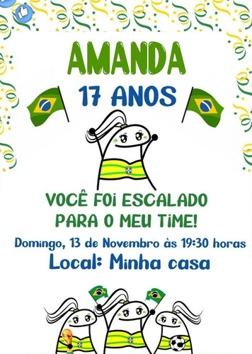 Convite Aniversário Festa Flork Futebol Seleção Brasileira 1