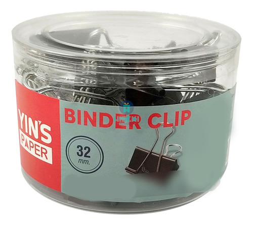 Prendedor De Papel Binder Clip 25mm Pote Com 48 Peças Metal Cor Preto
